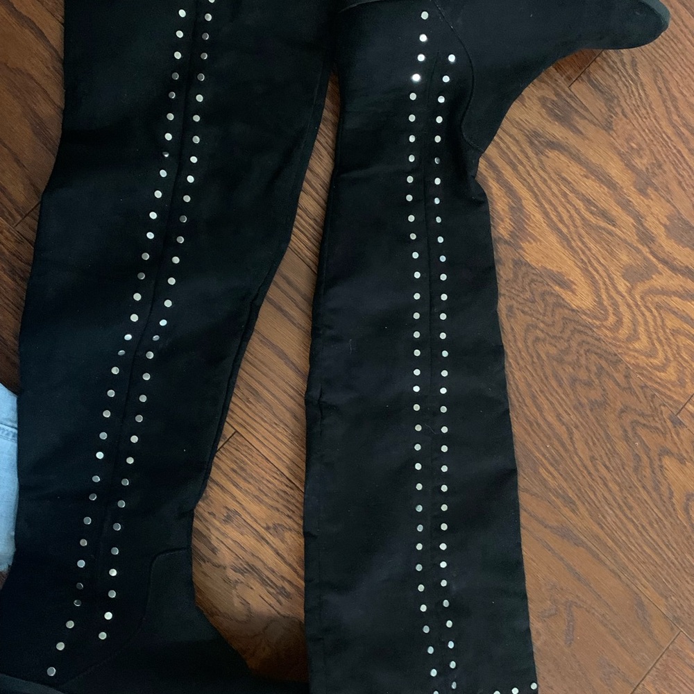 Black Studded Heeled Boots